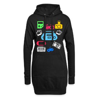 90er Jahre 90er Party 90er Mode 90er outfit - Hoodie-Kleid - Schwarz - Vorne