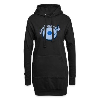 Plattenspieler Shirt & Geschenkidee - Hoodie-Kleid - Schwarz - Vorne