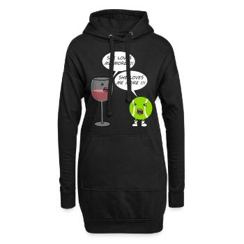 Tennis Sport Wein Alkohol Trinken Geschenk - Hoodie-Kleid - Schwarz - Vorne