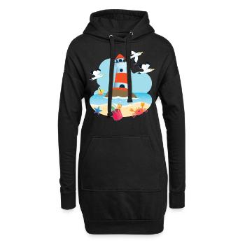 Leuchtturm Strand - Hoodie-Kleid - Schwarz - Vorne