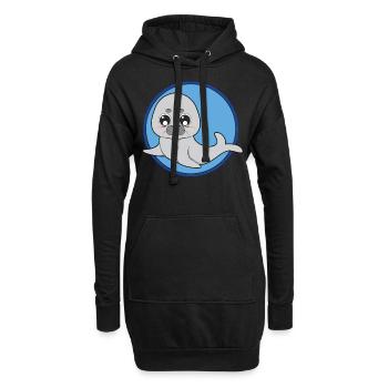 Otarie phoque mignonne - Sweat-shirt à capuche long Femme - noir - Devant