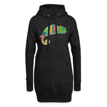Chameleon Coloré - Sweat-shirt à capuche long Femme - noir - Devant