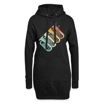 Retro Tuba Spieler Geschenk Vintage Geschenkidee - Hoodie-Kleid - Schwarz - Vorne