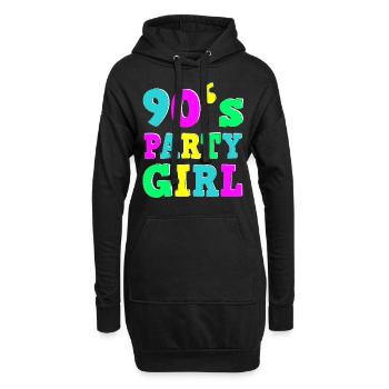 Années 90 Party Girl Shirt Années 90 Party Outfit Ladies - Sweat-shirt à capuche long Femme - noir - Devant