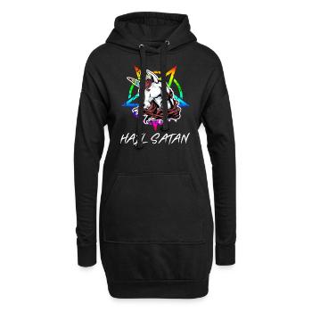 Einhorn Lustiges Hail Satan Unicorn Geschenk - Hoodie-Kleid - Schwarz - Vorne