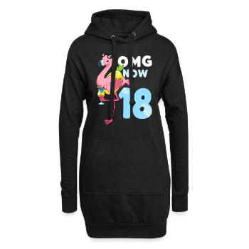 18 ans cadeau flamant rose 18e anniversaire fille - Sweat-shirt à capuche long Femme - noir - Devant