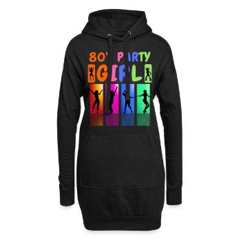 80er Jahre Party Girl - Hoodie-Kleid - Schwarz - Vorne