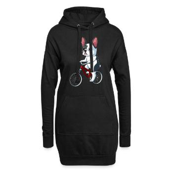 Französische Bulldogge auf Fahrrad French Bulldog - Hoodie-Kleid - Schwarz - Vorne