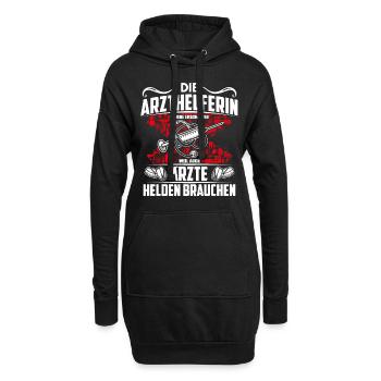 Arzthelferin Damen Shirt weil Ärzte auch Helden - Hoodie-Kleid - Schwarz - Vorne