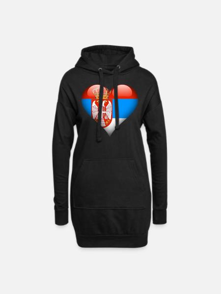 Herz Serbien Flagge - Hoodie-Kleid - Schwarz