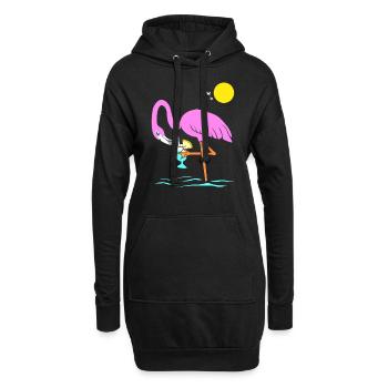 Flamingo Graphic Flamingoliebhaber Cocktailtrinker - Hoodie-Kleid - Schwarz - Vorne