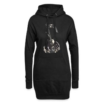 E guitare Notes musicales - Sweat-shirt à capuche long Femme - noir - Devant
