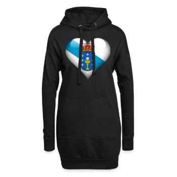 Herz Galicien Flagge - Hoodie-Kleid - Schwarz - Vorne
