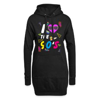 90s Love Mixtape Turnschuh Kostüm bunte Farben - Hoodie-Kleid - Schwarz - Vorne