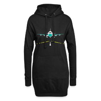 Flugzeug landet, Flughafen - Hoodie-Kleid - Schwarz - Vorne