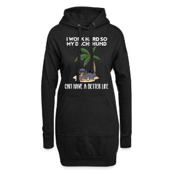 Teckel Drôle Je travaille dur pour mon teckel - Sweat-shirt à capuche long Femme - noir - Devant
