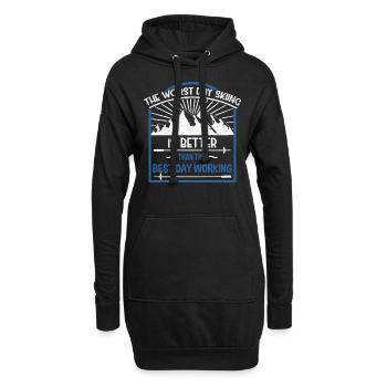 Skifahren Ski - Hoodie-Kleid - Schwarz - Vorne
