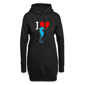 Seepferd - Hoodie-Kleid - Schwarz - Vorne