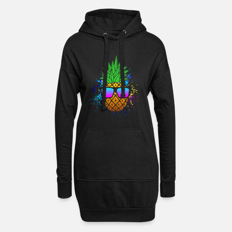 Ananas - Hoodie-Kleid - Schwarz