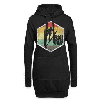 Skispringen Geschenk T-Shirt - Hoodie-Kleid - Schwarz - Vorne