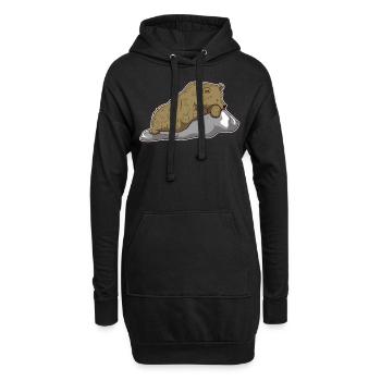 Cadeau de la jungle du parc animalier zoo animal ours brun - Sweat-shirt à capuche long Femme - noir - Devant