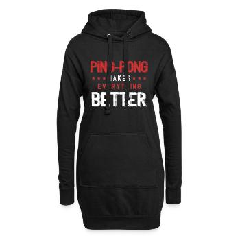 Tischtennis Ping Pong Spieler Lustig Geschenk - Hoodie-Kleid - Schwarz - Vorne