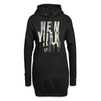 Skyline de Manhattan à New York - Sweat-shirt à capuche long Femme - noir - Devant