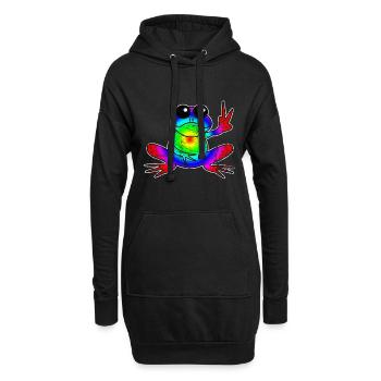 grenouille - Sweat-shirt à capuche long Femme - noir - Devant