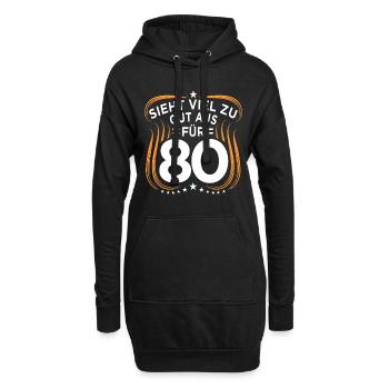 80. Geburtstag - Hoodie-Kleid - Schwarz - Vorne