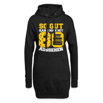 80. Geburtstag - Hoodie-Kleid - Schwarz - Vorne