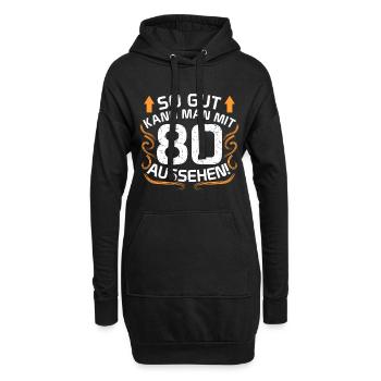 80. Geburtstag - Hoodie-Kleid - Schwarz - Vorne