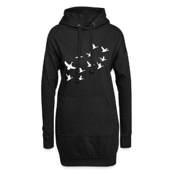 Gans Schwarm Fliegen - Hoodie-Kleid - Schwarz - Vorne