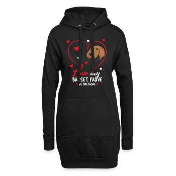 Basset Fauve de Bretagne - Sweat-shirt à capuche long Femme - noir - Devant
