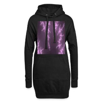 Fraktal Blitze - Hoodie-Kleid - Schwarz - Vorne