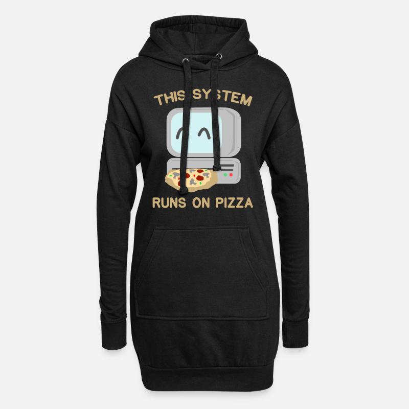 Computer Pizza - Hoodie-Kleid - Schwarz