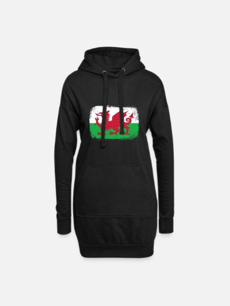 Pays de Galles - Sweat-shirt à capuche long Femme - noir
