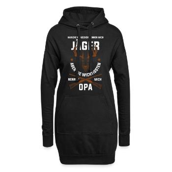 Grand-père chasseur - Sweat-shirt à capuche long Femme - noir - Devant