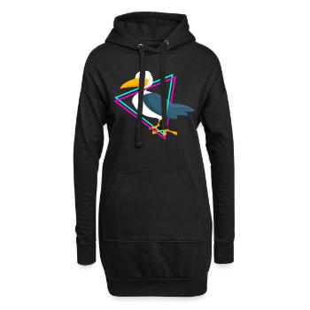 Möwen - Hoodie-Kleid - Schwarz - Vorne