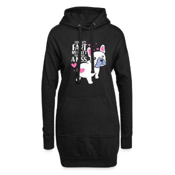 Bulldog français - Sweat-shirt à capuche long Femme - noir - Devant