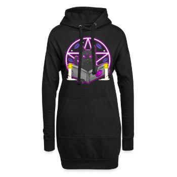 Pentagramm Schwarze Katze Halloween Hexenbuch Hexe - Hoodie-Kleid - Schwarz - Vorne