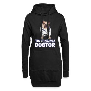 Trust Me I'm A Dogtor Bulldogge - Hoodie-Kleid - Schwarz - Vorne