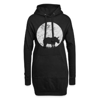 Rhinocéros blanc rhinocéros blanc lune clair de lune - Sweat-shirt à capuche long Femme - noir - Devant
