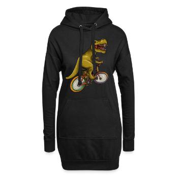 T Rex Riding Bicycle - Cycliste cycliste drôle de dinosaure - Sweat-shirt à capuche long Femme - noir - Devant