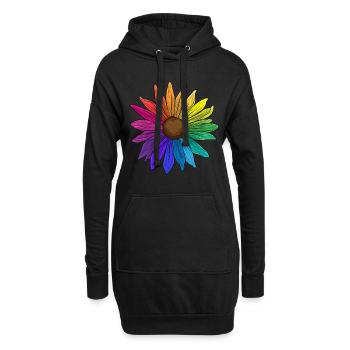 Sonnenblume Regenbogenfarben LGBT Flower Power - Hoodie-Kleid - Schwarz - Vorne