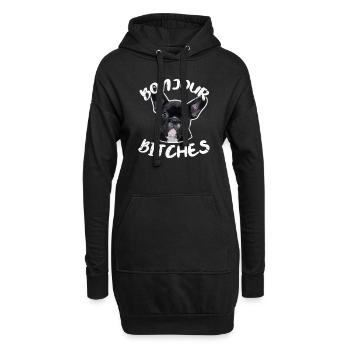 Bulldog français - Sweat-shirt à capuche long Femme - noir - Devant