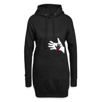 Vater und Kind Hände Herzschlag Geschenk - Hoodie-Kleid - Schwarz - Vorne