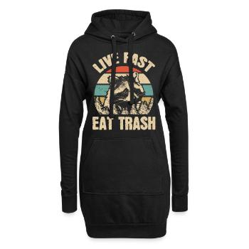 Waschbär Fast Food Müll Vintage Camper Geschenk - Hoodie-Kleid - Schwarz - Vorne