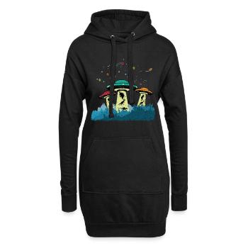 Dinos UFOs Aliens - Hoodie-Kleid - Schwarz - Vorne