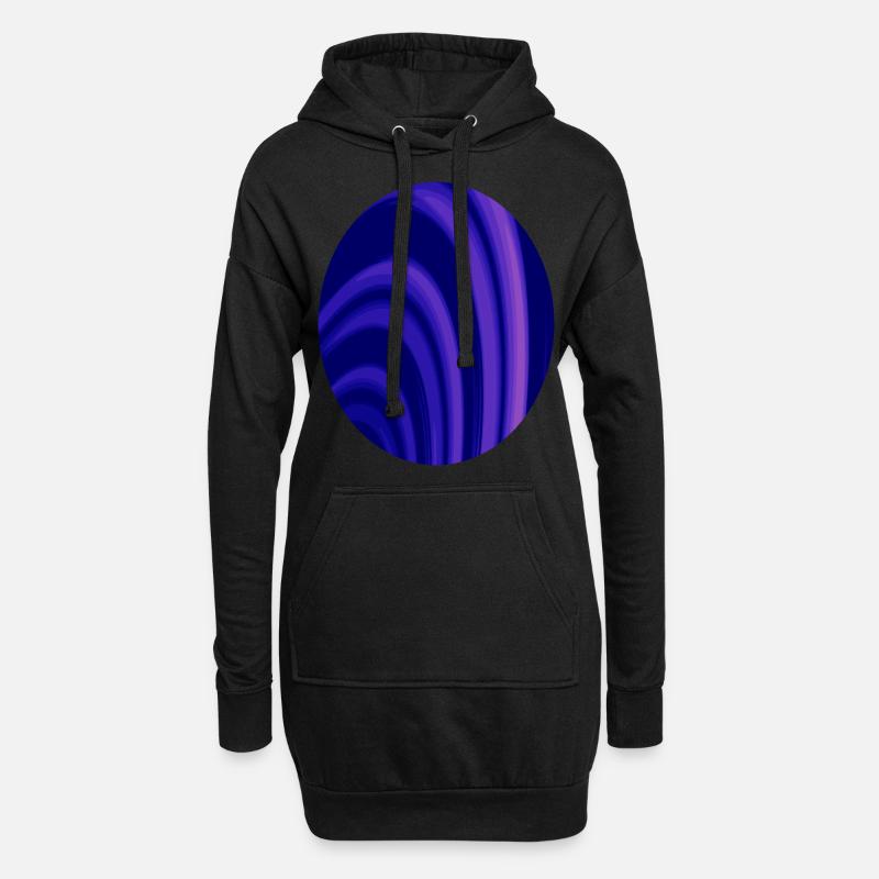 Fraktal Ringe Oval - Hoodie-Kleid - Schwarz