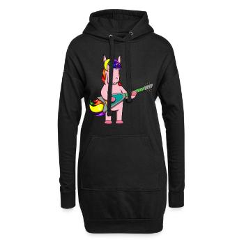 Einhorn Gitarre Spielen Musik Band Musiker - Hoodie-Kleid - Schwarz - Vorne